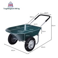 COSTWAY Vrtna kolica s 2 kotača i pneumatskim gumama 14", zelena